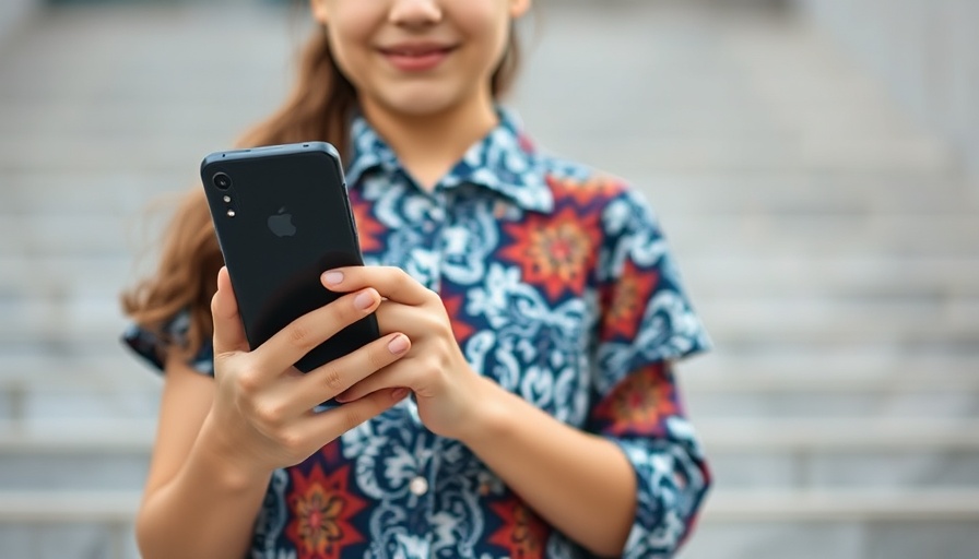 Young girl holding a smartphone, illustrating half of young children own a cell phone.