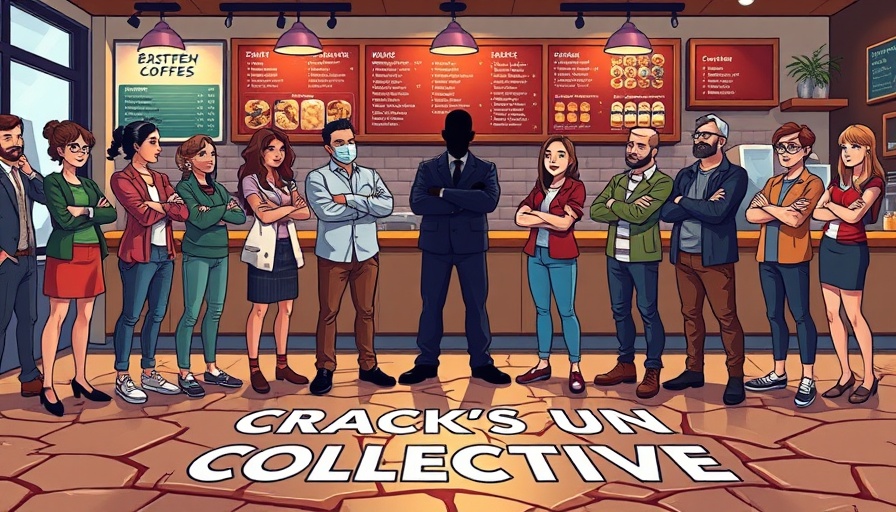 Cartoon coffee shop scene depicting workplace tension and dynamics.