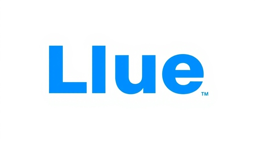 Minimalist blue logo with bold letters on white background