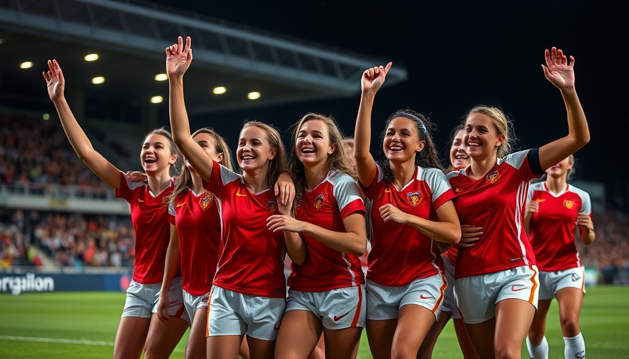 Lady Wildcats soccer title celebration under stadium lights.