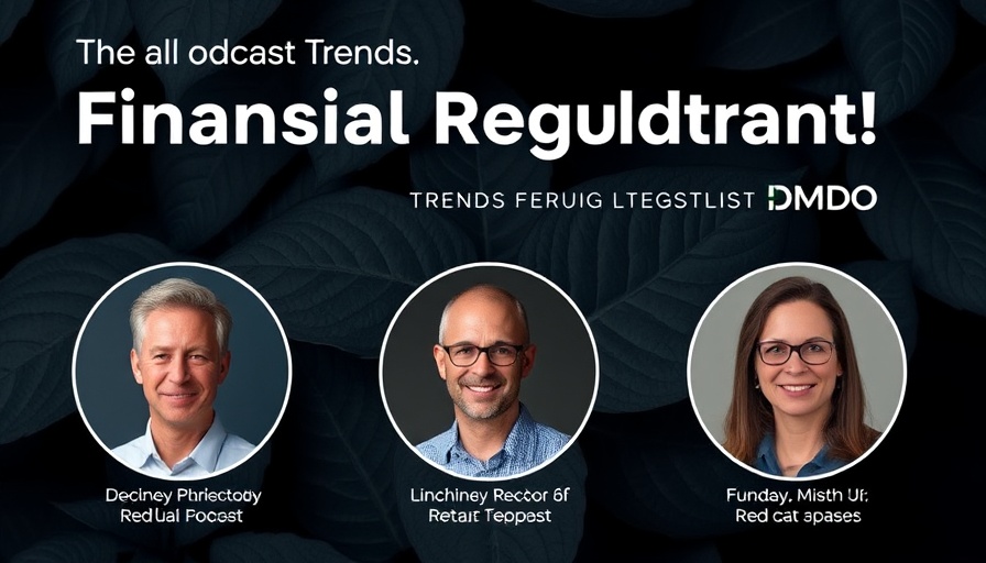 Podcast cover on state financial regulation trends featuring three portraits.