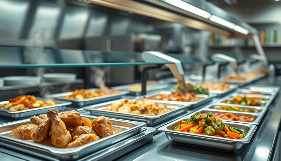 Clean cafeteria buffet serving food, related to Vietnam food safety regulations.