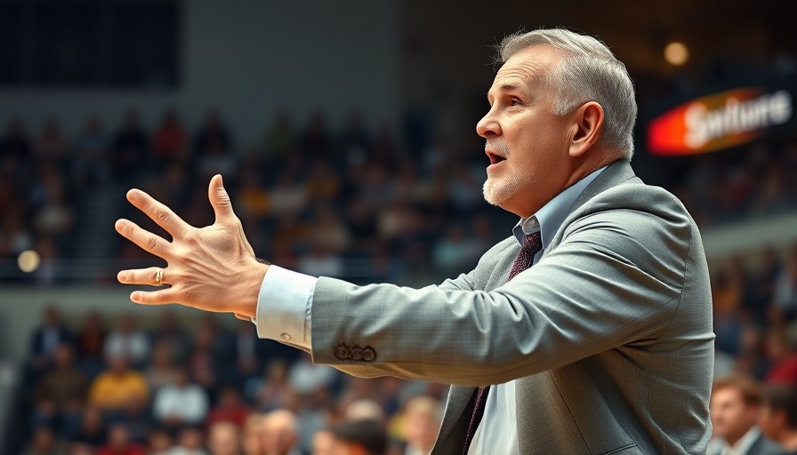 Basketball coach gesturing intensely during game, Duke Arkansas basketball Thanksgiving game.