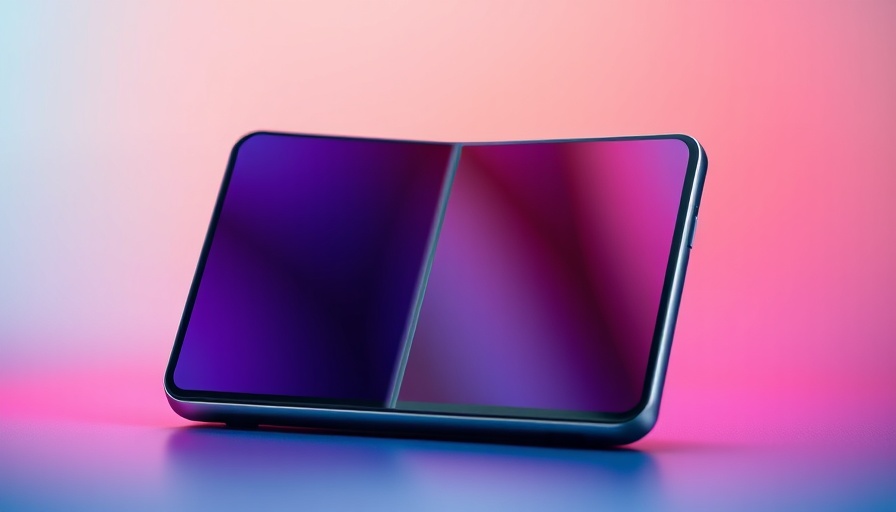 Futuristic foldable smartphone with gradient backdrop