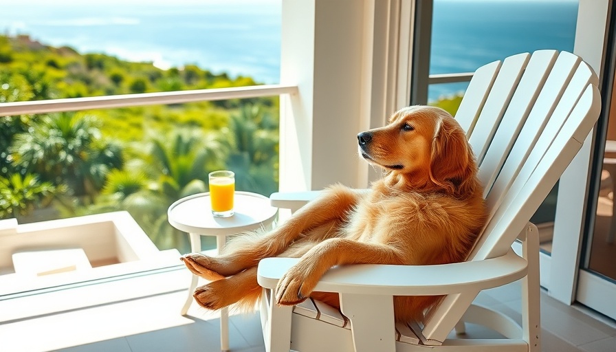 Pet-Friendly Luxury Hotel Market Growth visualized by a dog on a balcony with ocean view.