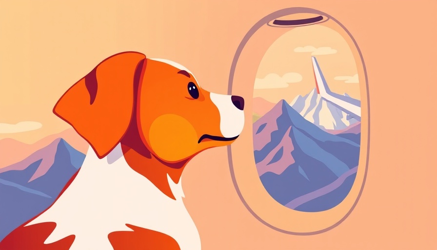 Stylized dog on plane, reflecting pet travel trends.