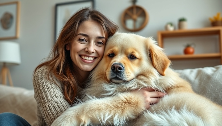 Woman cuddling a fluffy dog in cozy living room, representing dog-friendly states in America.