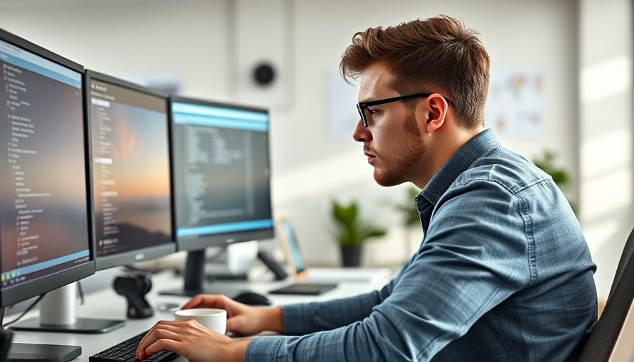 Focused young man working remotely in tech India at a desk