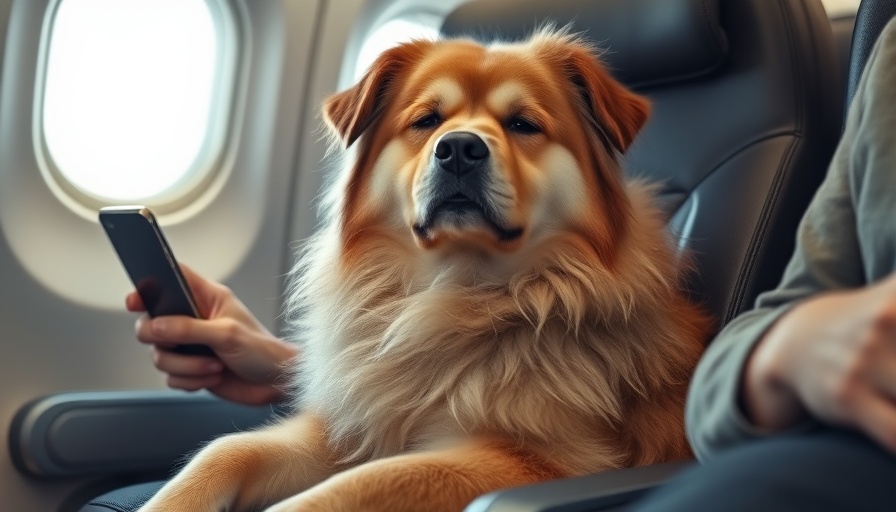 Delta Airlines Pet Policy: Large dog sitting calmly in airplane aisle.