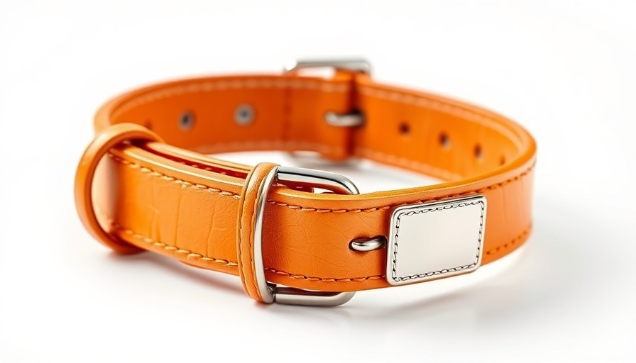 Elegant orange dog collar with detailed stitching in CANNES style.