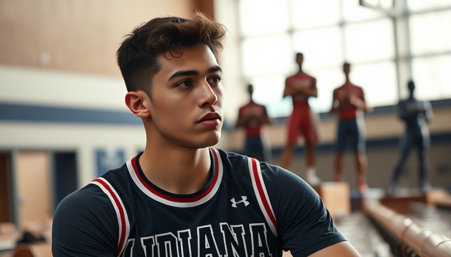 Indiana basketball player seated for Senior Day video.