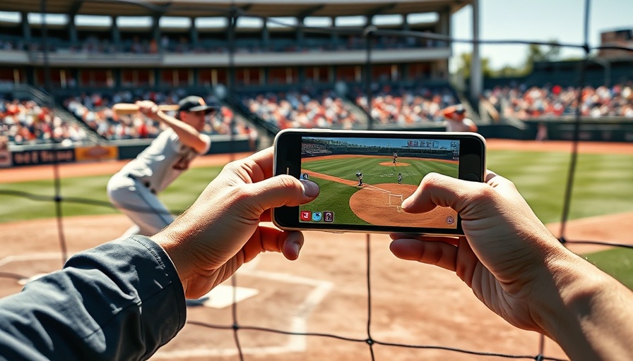 Viral sports moments: baseball action with smartphone overlay.