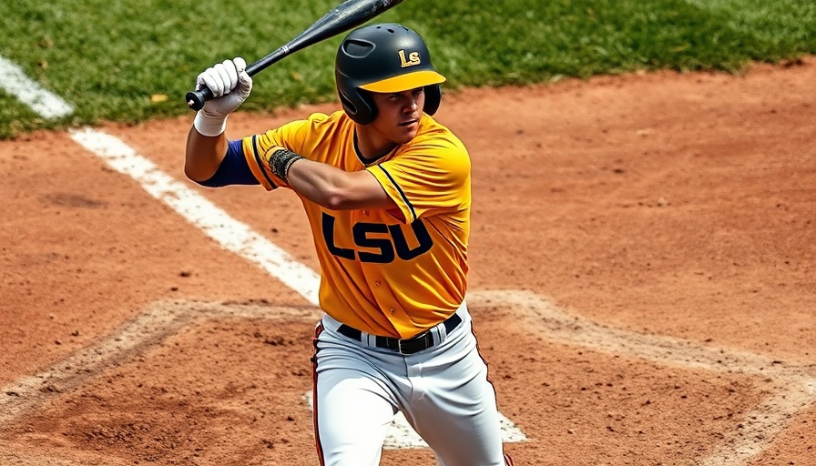 LSU Baseball player celebrates hit against North Alabama