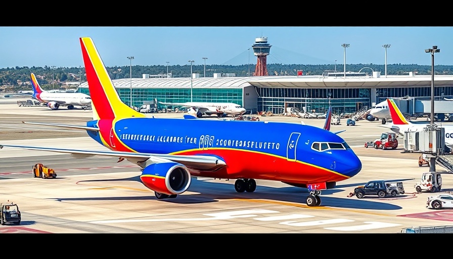 Southwest Airlines plane at airport highlighting pet policy.