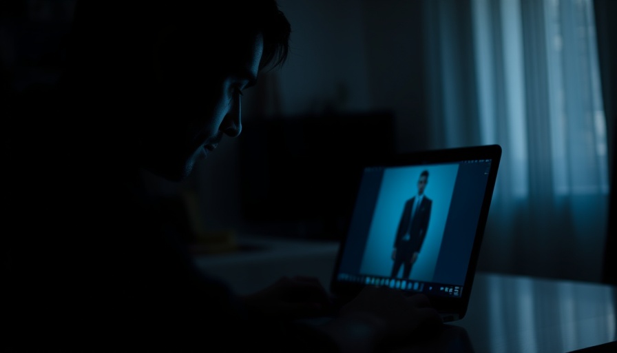 Silhouetted man viewing blurred laptop image; exploring ethical tensions in webcam content.