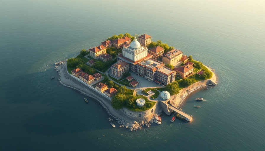 Isometric cityscape island representing platform economy in real estate