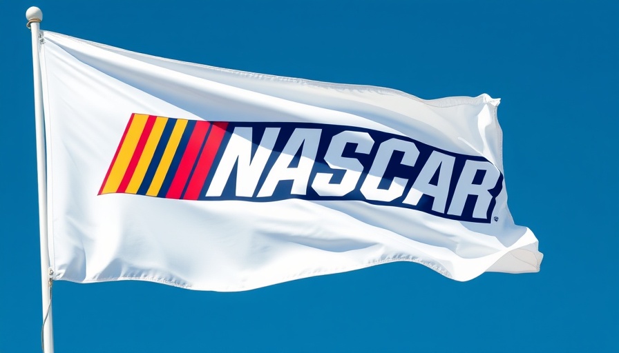 NASCAR logo waving against a blue sky, symbolizing racing dynamics.