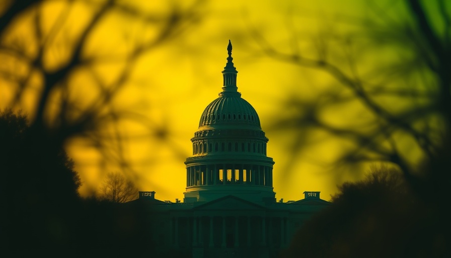 U.S. Capitol silhouette through abstract filter, symbolic representation.