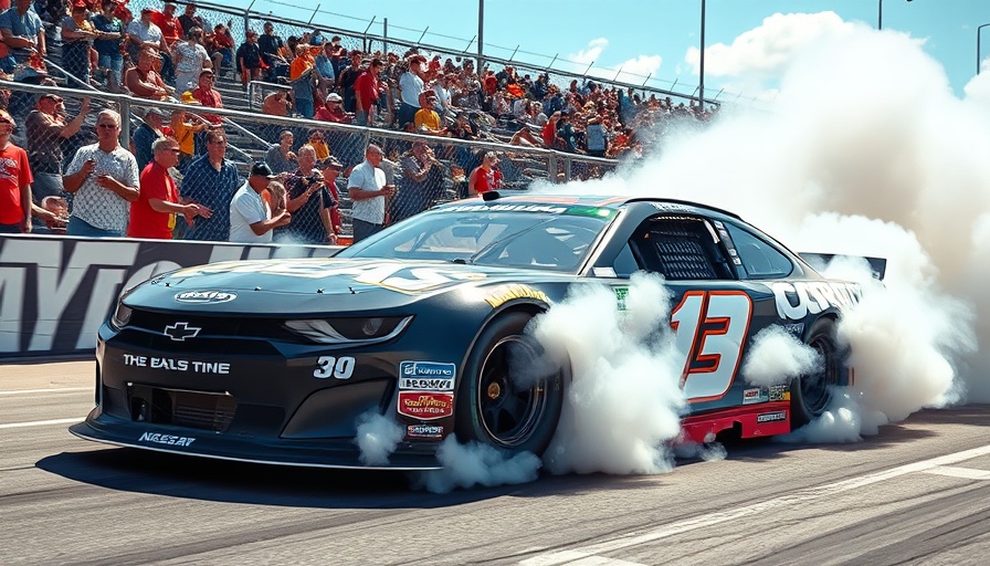 NASCAR car 'The Beast' burnout at Homestead-Miami 2025.
