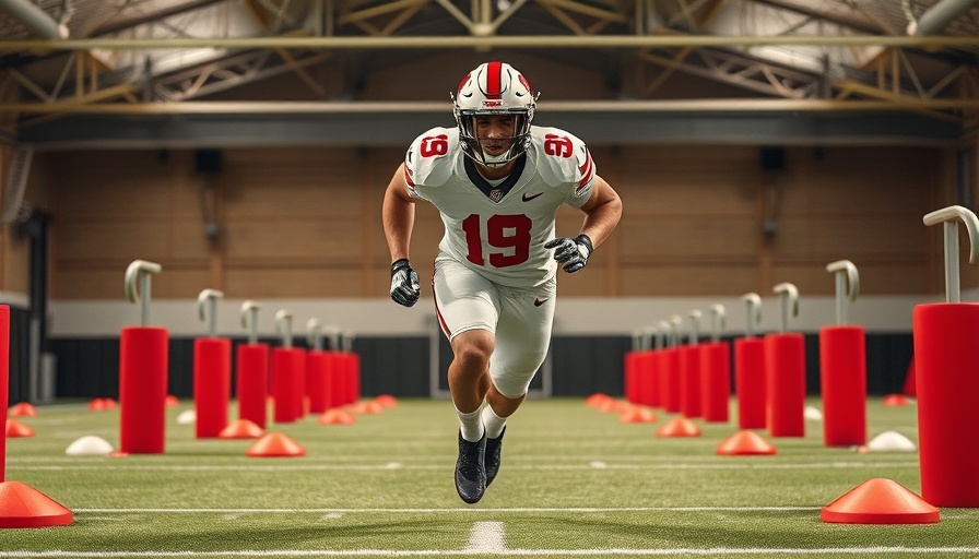 Arkansas football Pro Day performance athlete running drills indoors