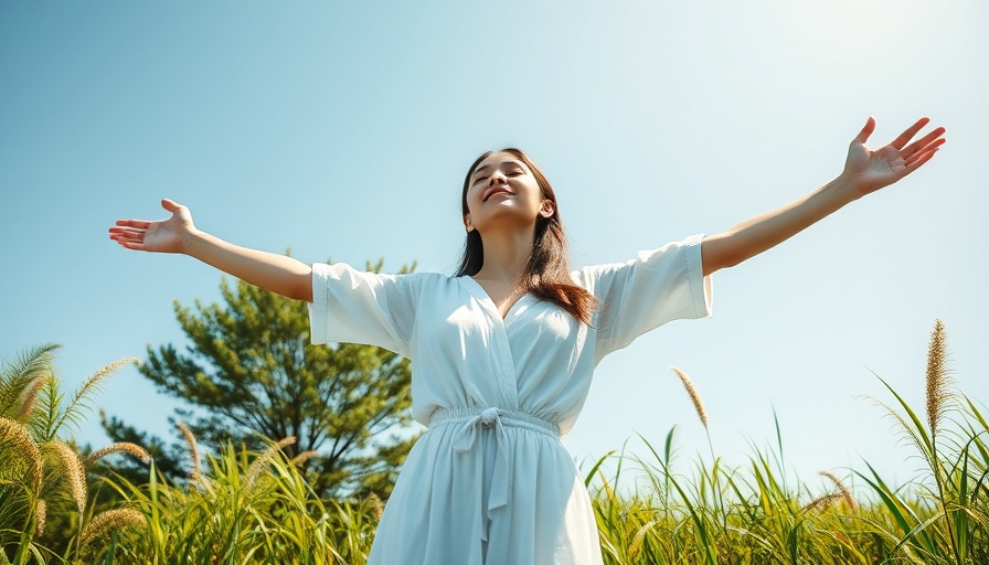 Young woman embracing nature, part of Racine wellness trends.