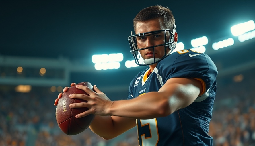 Football player in focus during a game, contemplating next move.