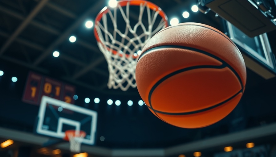 Dynamic basketball shot approaching hoop, NBA brand exposure value 2024.