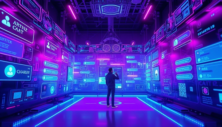 Digital chat bubbles surrounding a person, illustrating AI's work impact.