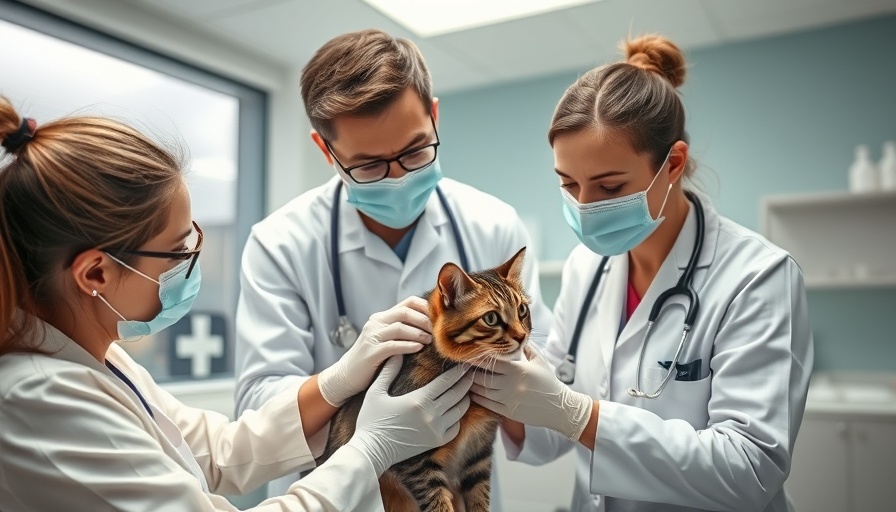 Veterinarians checking a cat, keeping pets healthy.