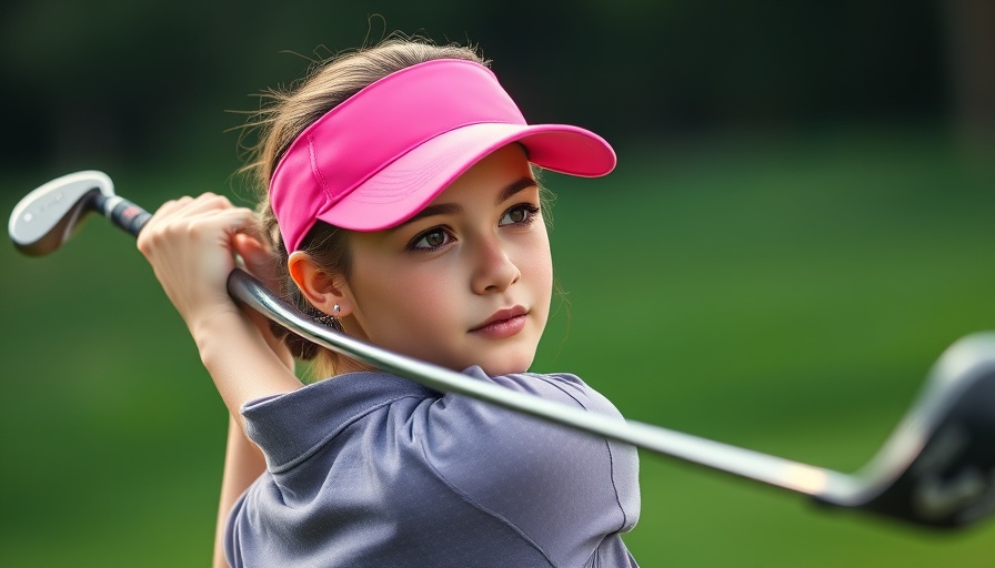 Hannah Gregg in action, swinging golf club during tournament.