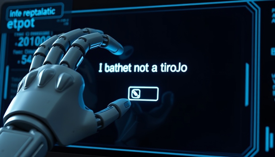 Robotic hand engaging with CAPTCHA interface, AI startups automation workers need.