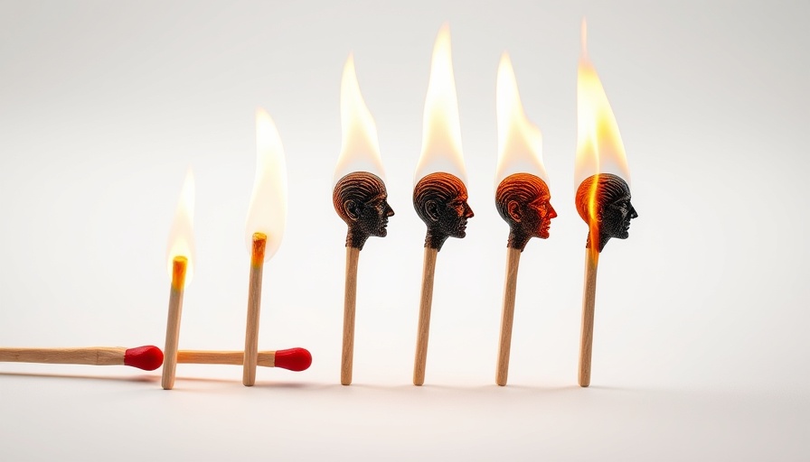 Creative visual of burning matchsticks symbolizing marketing burnout.
