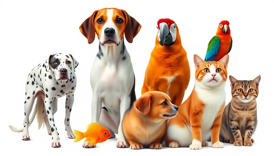 Diverse group of pets symbolizing unity and diversity.