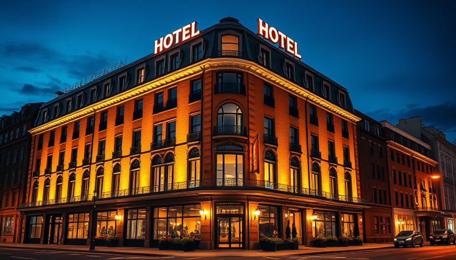 Stunning illuminated hotel in Memphis at night