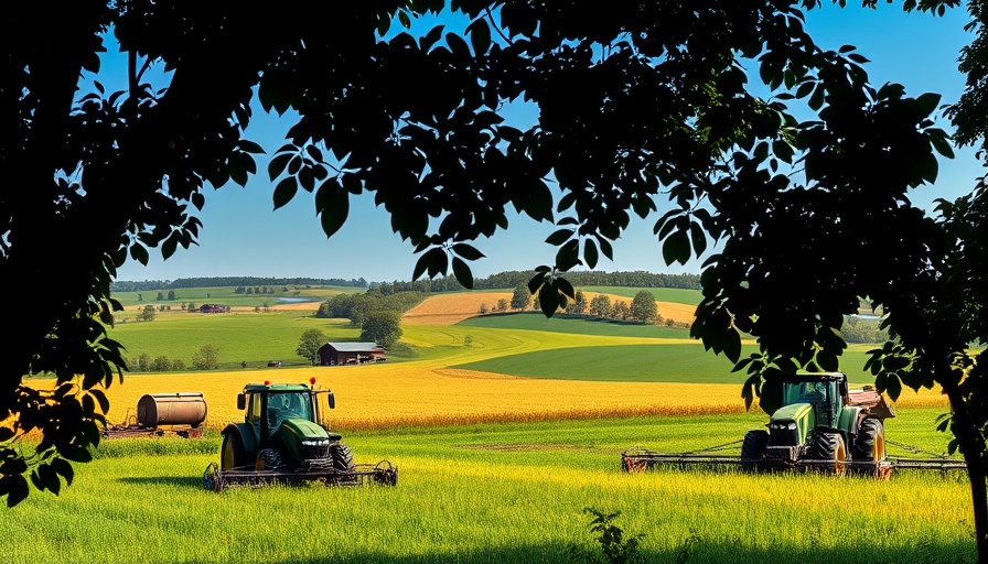 Lush farm landscape showcasing sustainable agriculture practices.