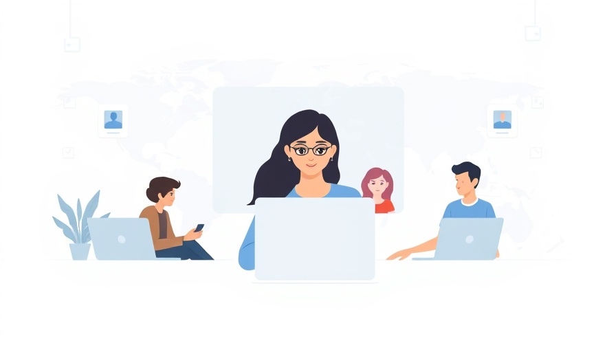 Illustration of remote work trends with diverse virtual interactions