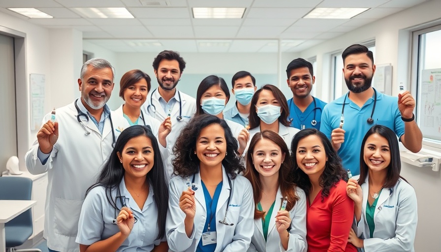 Healthcare professionals celebrating reduction in mortality rates due to vaccinations.