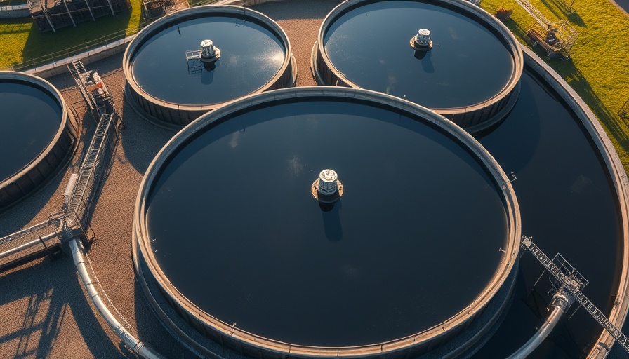 Aerial wastewater treatment tanks illustrating environmental impact of artificial sweeteners.