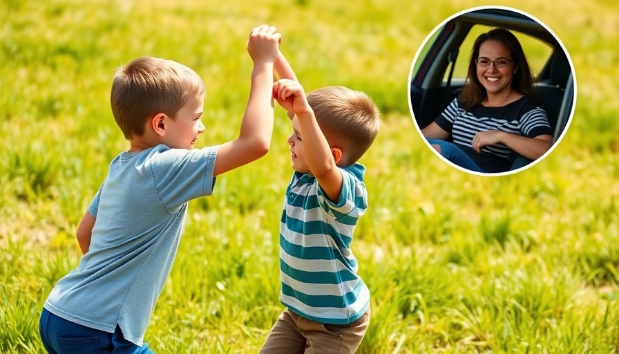 Boys play fighting on grass, exploring playful conflict.