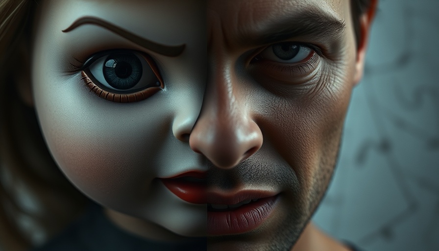 Memorable Gaming Advertisements: eerie doll and person composition.