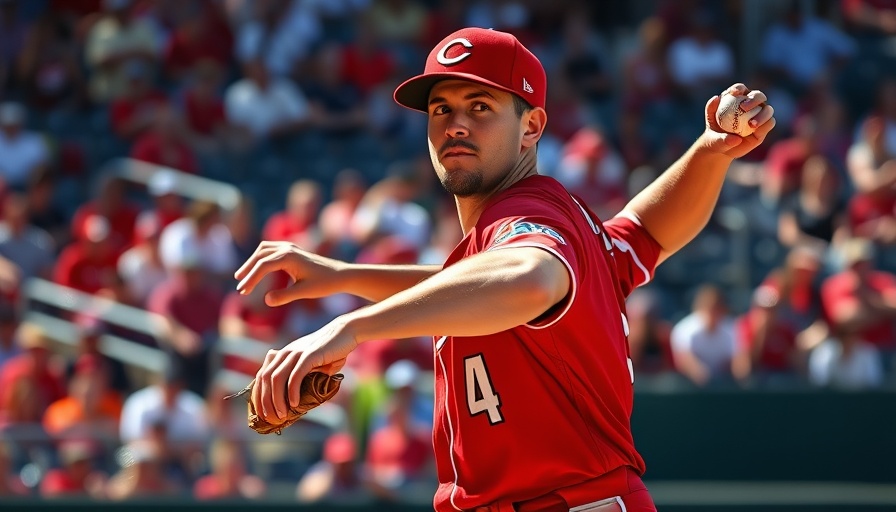 Cincinnati Reds player focused on throwing strategy, dynamic action shot.