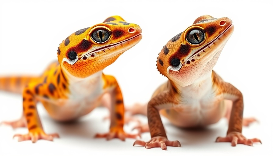 Colorful geckos linked to Salmonella outbreaks on white background.