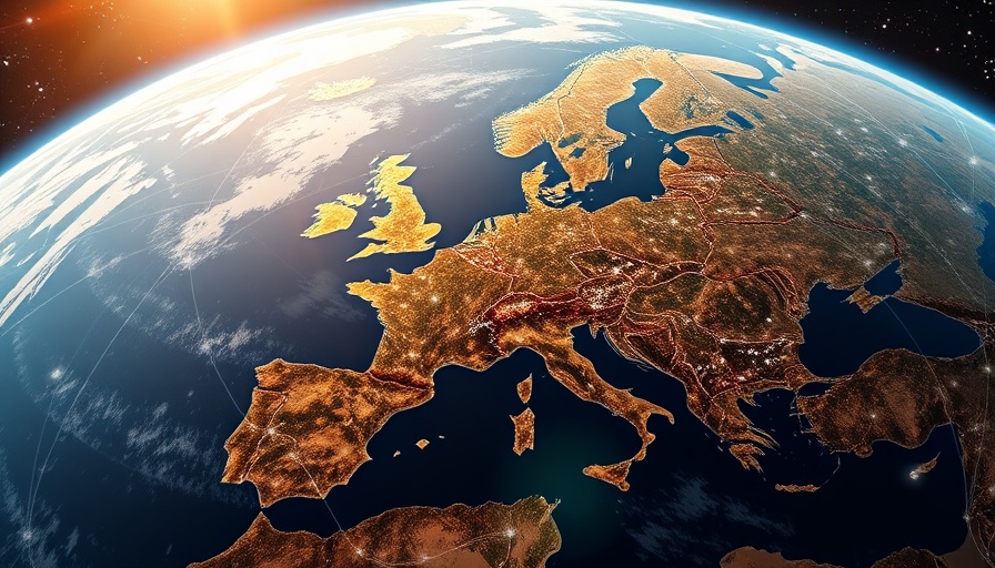 European digital connections network from space.