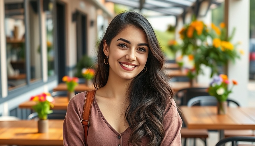 Young woman at an outdoor cafe, casual expression, relaxed ambiance