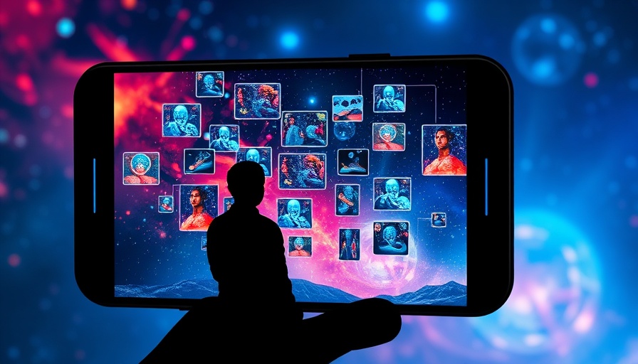 Futuristic interface on smartphone screen illustrating X text-to-video AI tool.