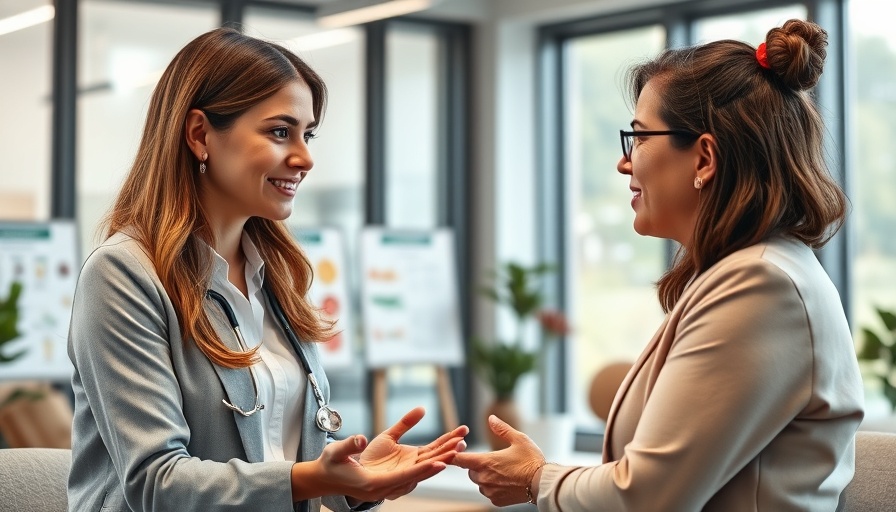 Dietitian advising a client in Flanders office for nutritional support.