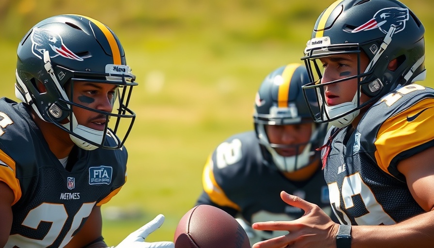 Intense NFL players practicing at training camp, capturing the buzz.