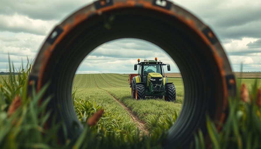 Machinery in field promoting drainage and grassland renewal in agriculture.