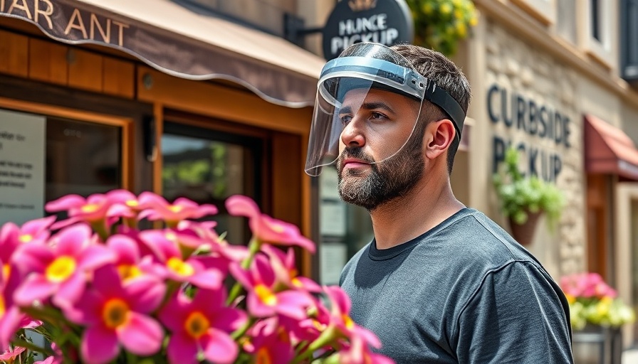 Man considering mental health in workplace outside restaurant.