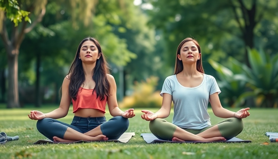 Women practicing Transcendental Meditation and Mindfulness outdoors
